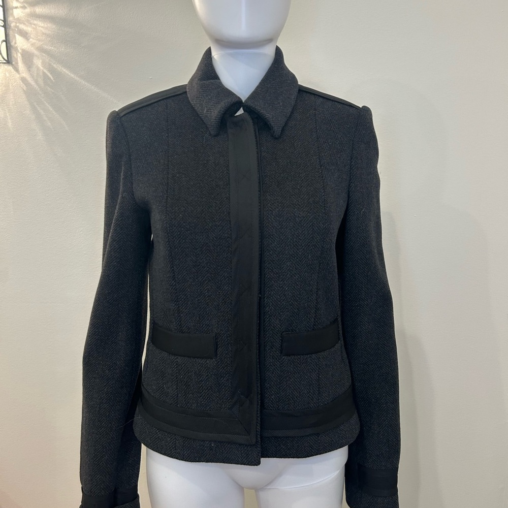 Pink Tartan Cropped Herringbone Coat